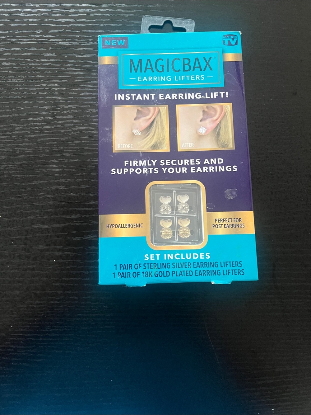 (NWT) MagicBax Earring Lifters - Teal, Purple & Gold Accents